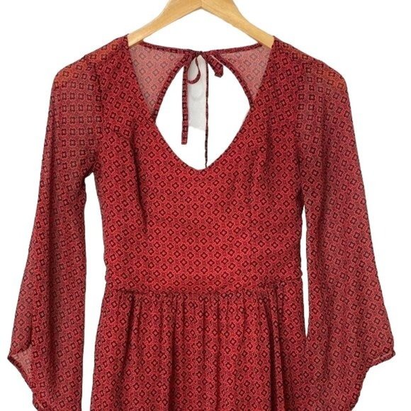 Hollister juniors dress mini long bell sleeves red and black size small - Picture 2 of 7